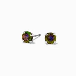 Rainbow AB Iridescent Cubic Zirconia 5mm Stud Earrings