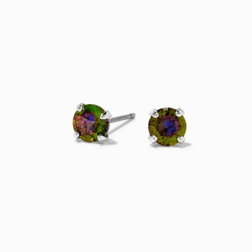 Rainbow AB Iridescent Cubic Zirconia 5mm Stud Earrings