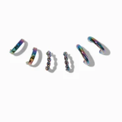 Rainbow Anodized Hoop Earring Stackables Set - 3 Pack
