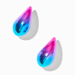 Rainbow Anodized Large Bean 1" Drop Earrings