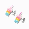 Rainbow Bubble Tea Clip-On Drop Earrings