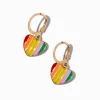 Rainbow Heart Charm Huggie Hoop Earrings