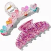 Rainbow Heart Glitter Hair Claws - 2 Pack