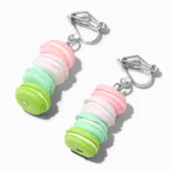 Rainbow Macaroons Clip-On Drop Earrings