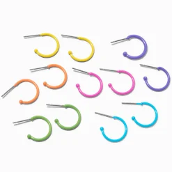 Rainbow Neon Hoop Earrings - 6 Pack