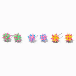 Rainbow Rave Spike Burst Stud Earrings - 3 Pack