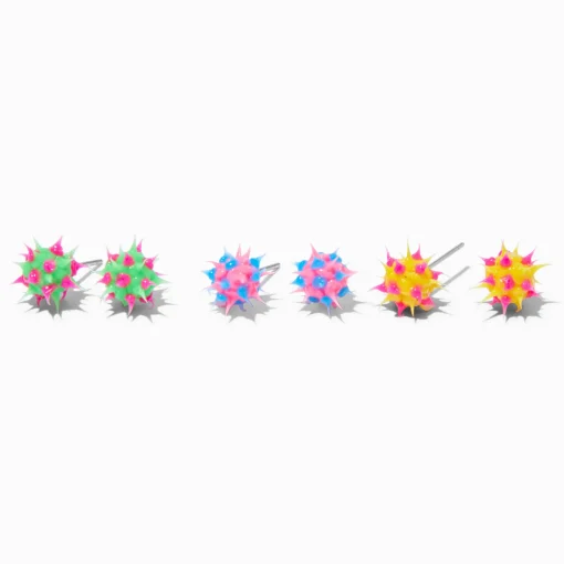 Rainbow Rave Spike Burst Stud Earrings - 3 Pack