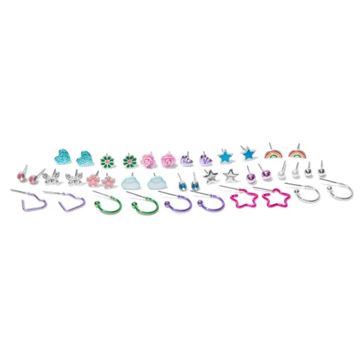Rainbow Spring Icons Mixed Stud & Hoop Earrings - 20 Pack