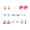 Rainbow Sweets & Panda Stud Earring Set - 9 Pack