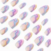 Rainbow Swirl Almond Vegan Faux Nail Set - 24 Pack