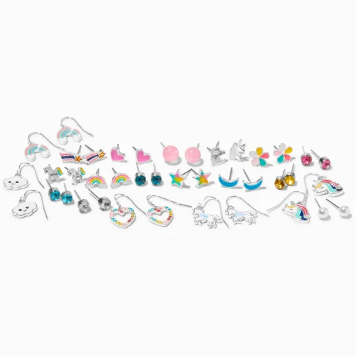 Rainbow Unicorn Earrings Set - 20 Pack