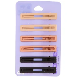 Rectangle Matte Neutral Hair Clips - 6 Pack