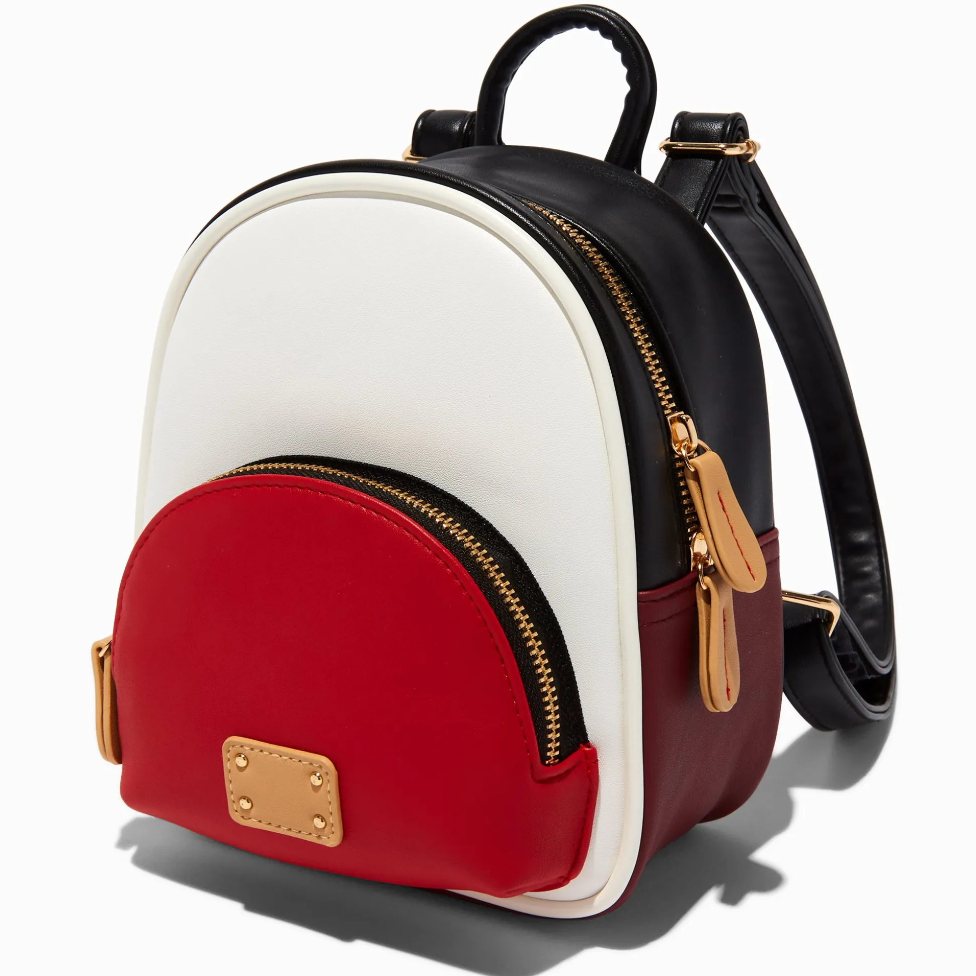 Red & White Colorblock Mini Backpack