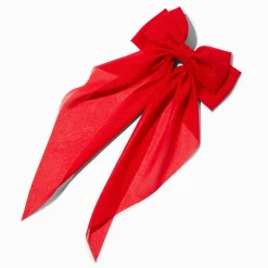 Red Long Tail Hair Bow Clip