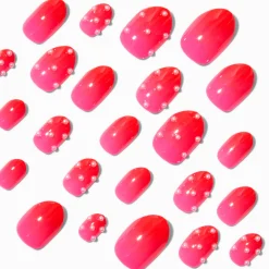 Red Ombré Pearl Stiletto Press On Vegan Faux Nail Set - 24 Pack
