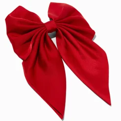 Red Satin Hair Bow Clip