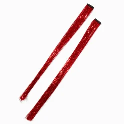 Red Tinsel Faux Hair Clip In Extensions - 2 Pack