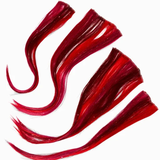 Red Tinsel Faux Hair Clip In Extensions - 4 Pack