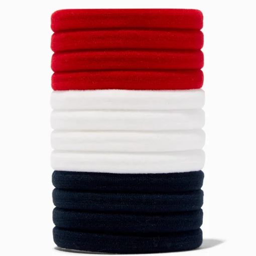 Red, White, & Black Hair Ties - 12 Pack
