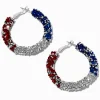 Red, White, & Blue Crystal Hoop Earrings