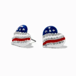 Red, White, & Blue Heart Stud Earrings
