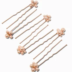 Rose Gold Bubble Pearl Hair Pins - 6 Pack