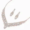 Rose Gold Crystal Scalloped Shirt Neck Jewelry Set - 2 Pack