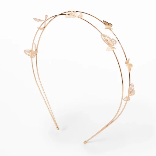 Rose Gold Double Row Butterfly Headband