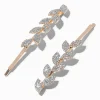 Rose Gold Pavé Crystal Leaf Hair Pins - 2 Pack