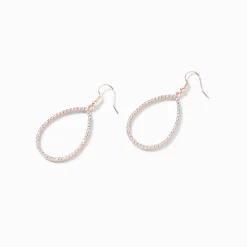 Rose Gold 2.5" Crystal Teardrop Drop Earrings