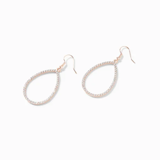 Rose Gold 2.5" Crystal Teardrop Drop Earrings