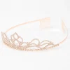 Rose Gold Rhinestone Lotus Flower Mini Tiara