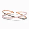 Rose Gold-tone Crystal Blush Pink Pearl Criss Cross Cuff Bracelet