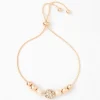 Rose Gold-tone Crystal Fireball & Pearl Bolo Bracelet