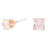 Rose Gold-tone Cubic Zirconia 6mm Round Stud Earrings