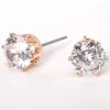 Rose Gold-tone Cubic Zirconia 8mm Round Stud Earrings
