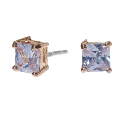 Rose Gold-tone Cubic Zirconia 5mm Square Stud Earrings