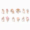 Rose Gold-tone Embellished Rainbow Clip-On Earrings - 6 Pack