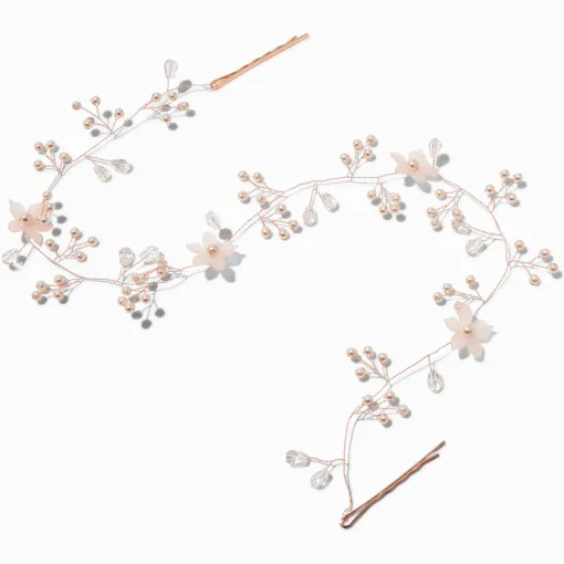 Rose Gold-tone Frosted Flower Hair Swag