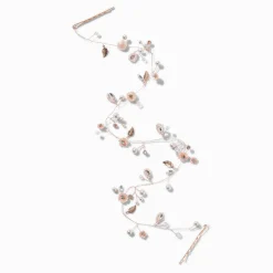 Rose Gold-tone Pearlized Flower Hair Swag