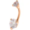Rose Gold-tone Stainless Steel Cubic Zirconia Round 14G Belly Bar