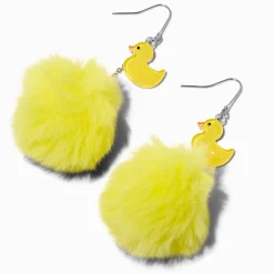 Rubber Ducky Pom Pom Drop Earrings