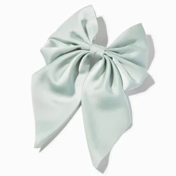Sage Green Satin Hair Bow Clip