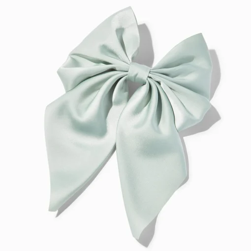 Sage Green Satin Hair Bow Clip