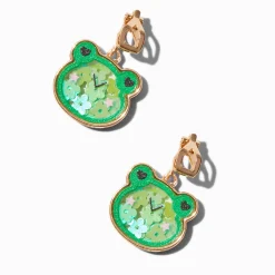 Shaker Frog Clip-On Drop Earrings