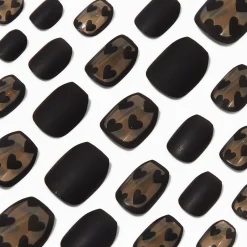 Sheer Black Heart Coffin Press On Vegan Faux Nail Set - 24 Pack