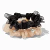 Sheer Pearl Ivory & Black Hair Scrunchies - 2 Pack