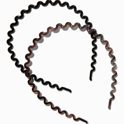 Shiny Black & Gray Wave Headbands - 2 Pack