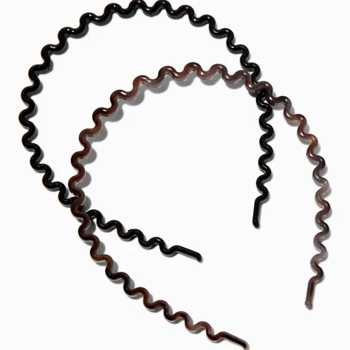 Shiny Black & Gray Wave Headbands - 2 Pack