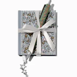 Silver Bling Star Mini Notebook & Pen Gift Set